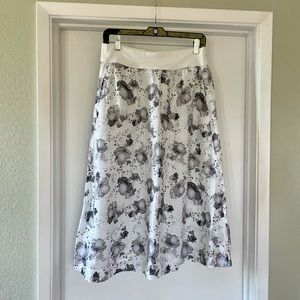 Cut Loose Linen Floral Ankle Length Skirt Pockets